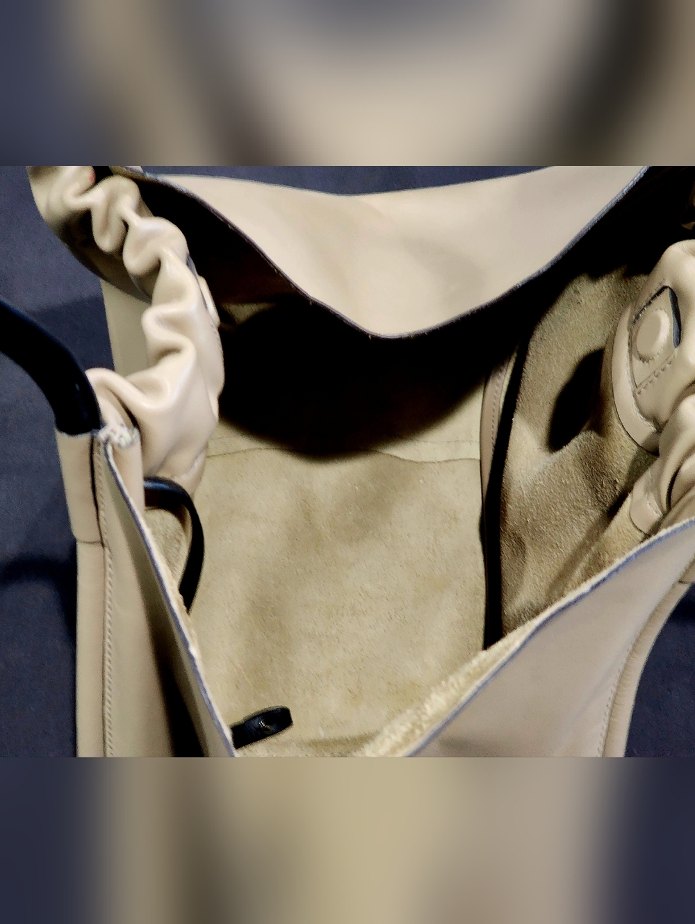 PROENZA SCHOULER | Luxury Calf Leather Ruched Tote Bag | Beige - Picture 6 of 11
